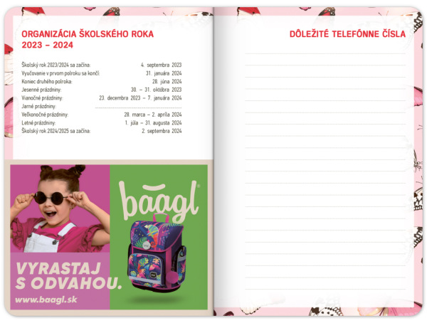 Školský diár Motýliky (september 2023 – december 2024), 9,8 × 14,5 cm 8