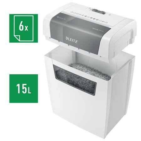 Skartovací stroj, konfety, 6 listov, LEITZ "IQ Home" 6