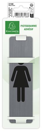 Informačná tabuľka, samolepiaca, 4,4x16,5 cm, hliníkový vzhľad, EXACOMPTA, "Pre dámy" 2