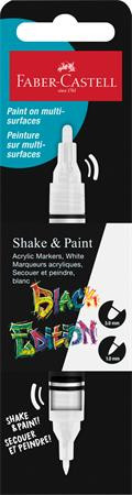 Dekoračný popisovač, 1,0/3,0 mm, obojstranný, akrylový, FABER-CASTELL "Shake&Paint", biely 1