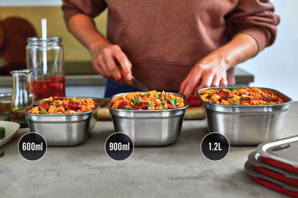 Set 3 škatuliek na jedlo – malá, stredná, veľká Black+Blum sivá 15