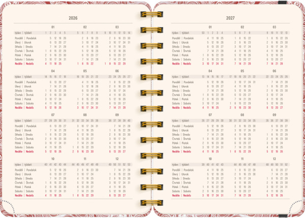 NOTIQUE Špirálový 18-mesačný diár Petito – Mraky 2026/2027, 13 x 18 cm 2