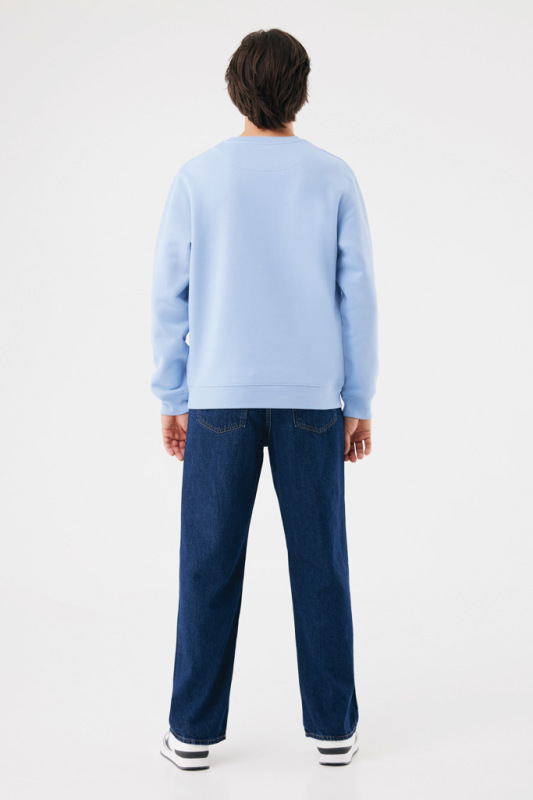 IQONIQ Toria Unisex mikina s okrúhl. výstrihom z rec. bavlny sky blue XXS 13