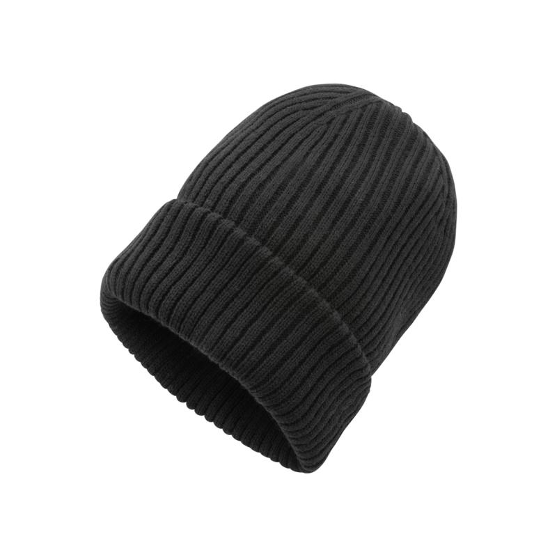 Dvojito pletená beanie čapica Impact z Polylana® AWARE™ čierna 1