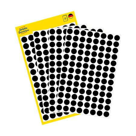Etikety, okrúhle, priemer: 8 mm, AVERY ZWECKFORM, čierne, 416 etikiet/bal 3