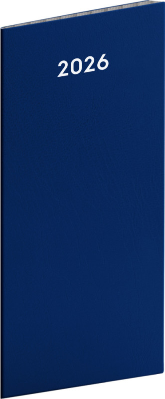 NOTIQUE Vreckový diár Modrý 2026, plánovací mesačný, 8 x 18 cm