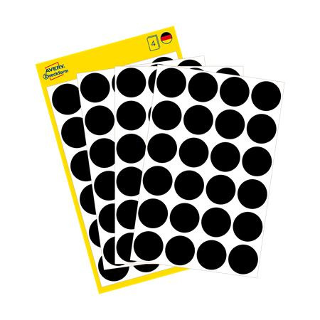 Etikety, okrúhle, priemer: 18 mm, AVERY ZWECKFORM, čierne, 96 etikiet/bal 3