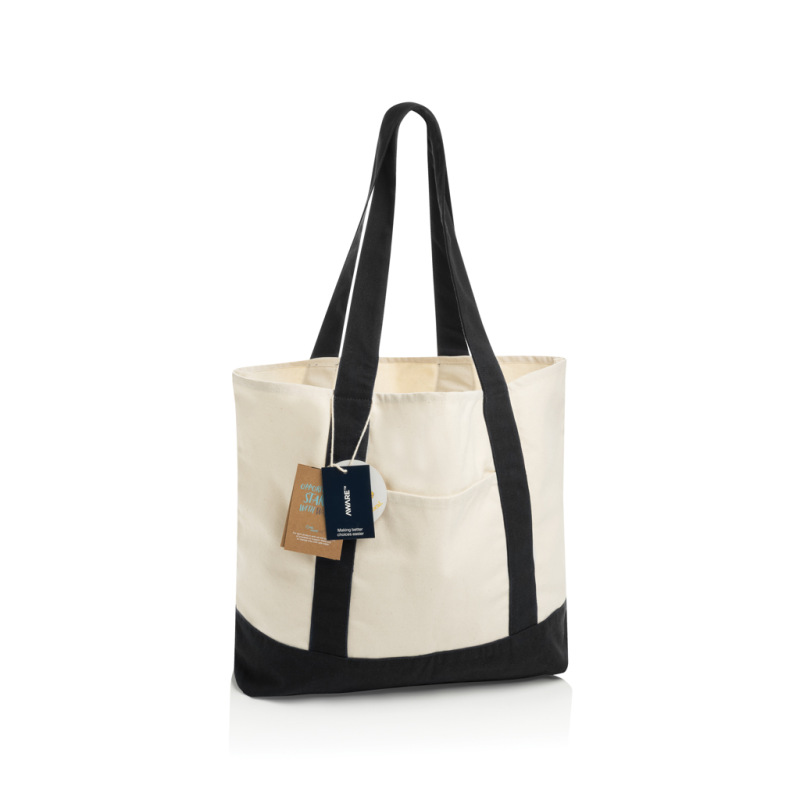 SHOP LOCAL AWARE™ recyklovaná bavlnená taška tote s gramážou čierna