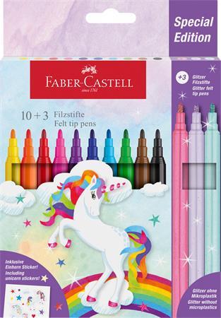 Fixky, sada, FABER-CASTELL "Jednorožec" 10 rôznych farieb + 3 trblietavé 1