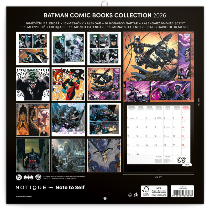 NOTIQUE Poznámkový kalendár Batman Comics 2026, 30 x 30 cm 14