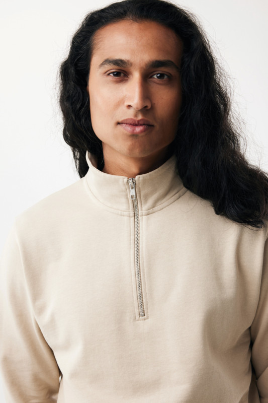 IQONIQ Elgon sveter s krátkym zipsom z recyklovanej bavlny desert S 13