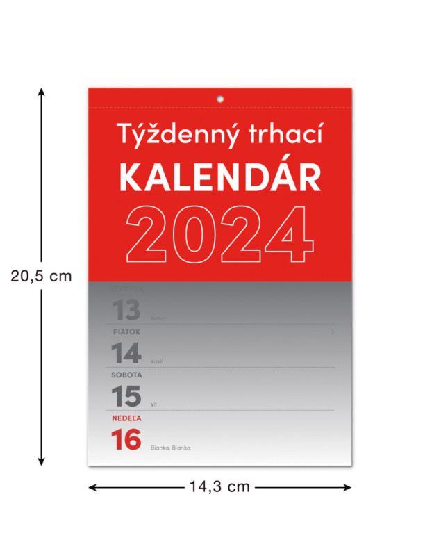 Nástenný kalendár Trhací týždenný 2024 SK, A5 2