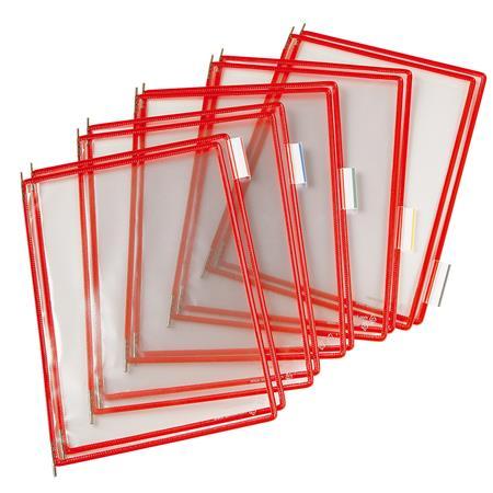 Prezentačná tabuľa k nástennému  držiaku, A4, oceľový rám, TARIFOLD, červená