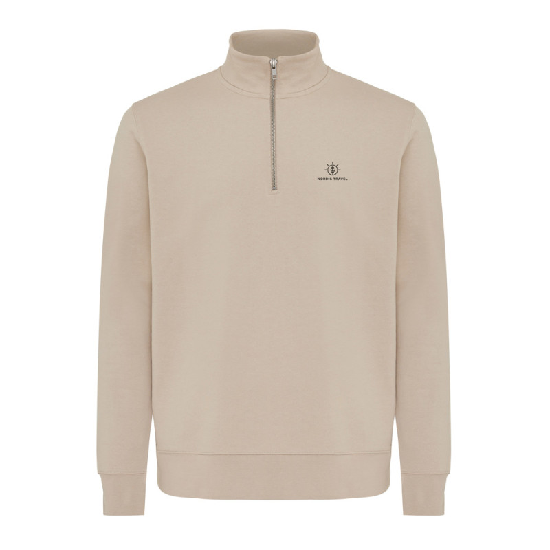 IQONIQ Elgon sveter s krátkym zipsom z recyklovanej bavlny desert XL 3