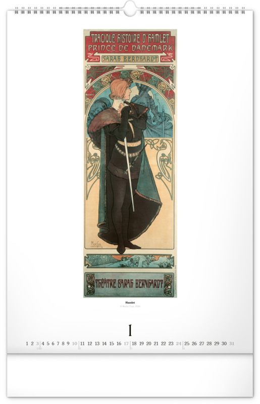 NOTIQUE Nástenný kalendár Alfons Mucha 2027, 33 x 46 cm 1