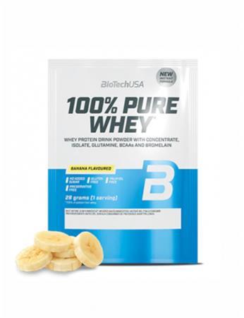 Srvátkový proteínový prášok, 28g, BIOTECH USA "100% Pure Whey", banán