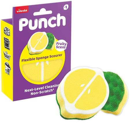 Špongia na riad, flexibilná, VILEDA "Punch Scrub `n` Flex", citrón 1