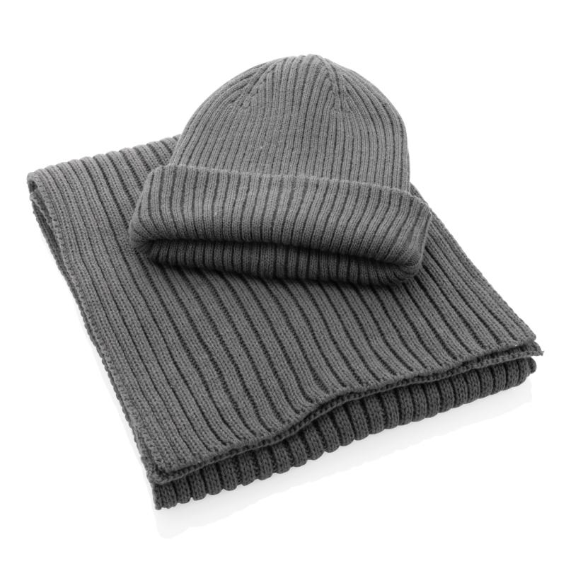 Dvojito pletená beanie čapica Impact z Polylana® AWARE™ antracitová 4