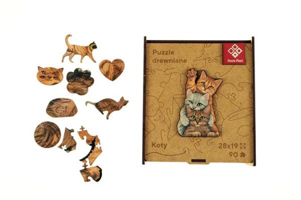 Puzzle, drevené, A4, 90 ks, PANTA PLAST "Cat`s Family"