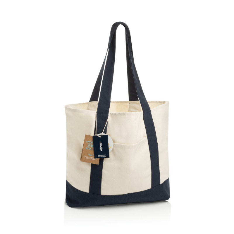 SHOP LOCAL AWARE™ recyklovaná bavlnená taška tote s gramážou námornícka modrá 1