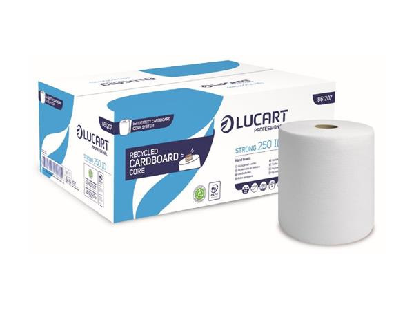 Papierové utierky, kotúčové, 1-vrstvové, LUCART "Strong 250 ID", snehobiele
