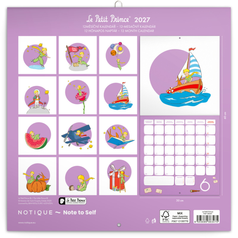 NOTIQUE Poznámkový kalendár Malý princ Plastic 2027, PLASTIC FREE, 30 x 30 cm 14