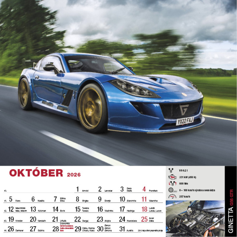 Nástenný kalendár Sports Cars 2026 10