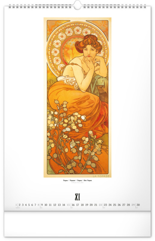 NOTIQUE Nástenný kalendár Alfons Mucha 2026, 33 x 46 cm 11