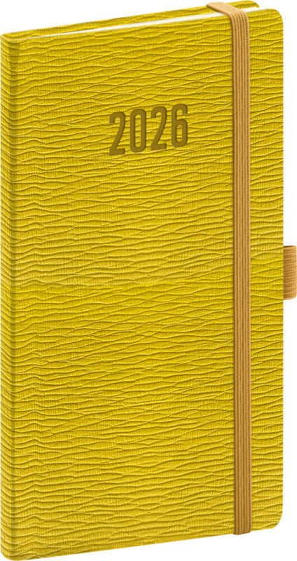 NOTIQUE Vreckový diár Rivoli 2026, žltozelený, 9 x 15,5 cm