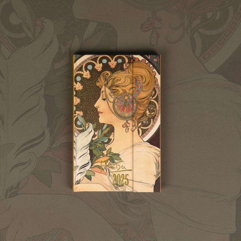 NOTIQUE Týždenný magnetický diár Alfons Mucha 2025, 13 x 21 cm