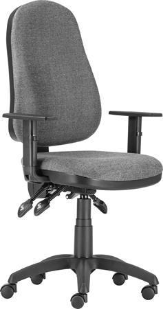 . Kancelárska stolička, čalúnená, čierny podstavec, s opierkami rúk, "XENIA ASYN", svetlosiv