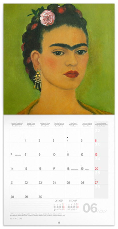 NOTIQUE Poznámkový kalendár Frida Kahlo 2027, 30 x 30 cm 1