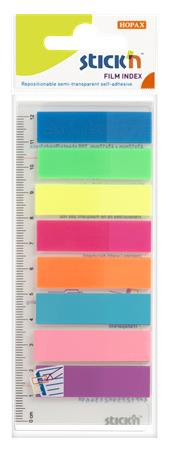Záložky, plastové, 8x25 listov, 45x12 mm, STICK N, neónové farby 1