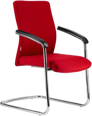 . Konferenčná stolička, čalúnená, chrómová konštrukcia, "BOSTON/S", červená