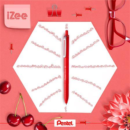 Guľôčkové pero, 0,35 mm, stláčací mechanizmus, PENTEL "iZee", červená