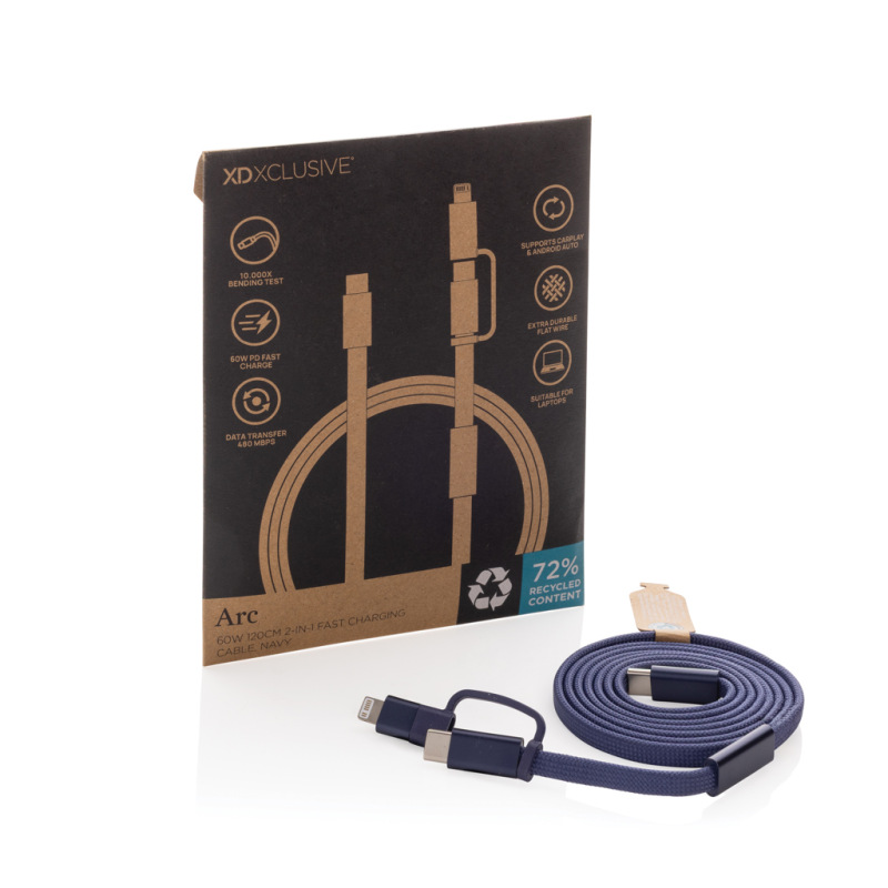 Arc RCS 60W 120 cm 2 v 1 rýchlonabíjací kábel modrá 6