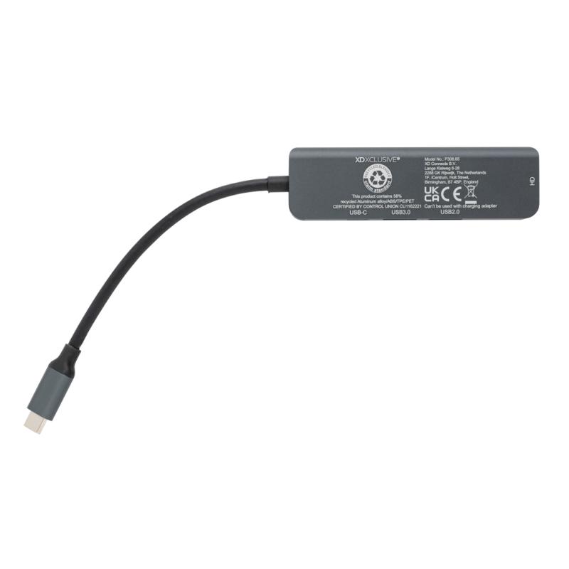 Hub s HDMI vstupom Terra z RCS recykl. hliníka sivá 5