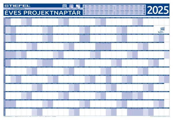 STIEFEL Ročný plánovací a projektový kalendár, dvojstranný, kovová lišta, 70x100 cm, rok 2024 (HU)