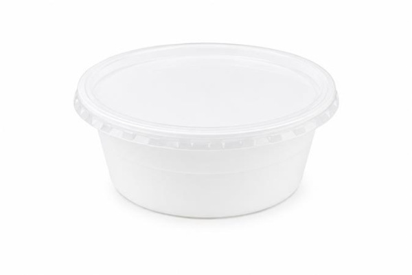 . Plastová miska na guláš, uzatvárateľná viečkom, 500 ml, 50 ks, biela