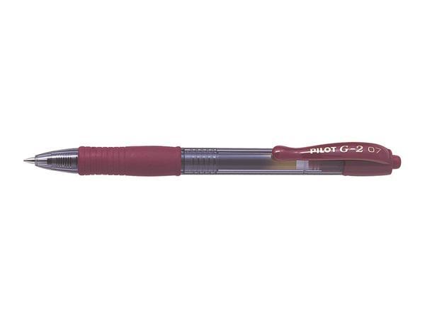 Gélové pero, 0,32 mm, stláčací mechanizmus, PILOT "G-2", bordové