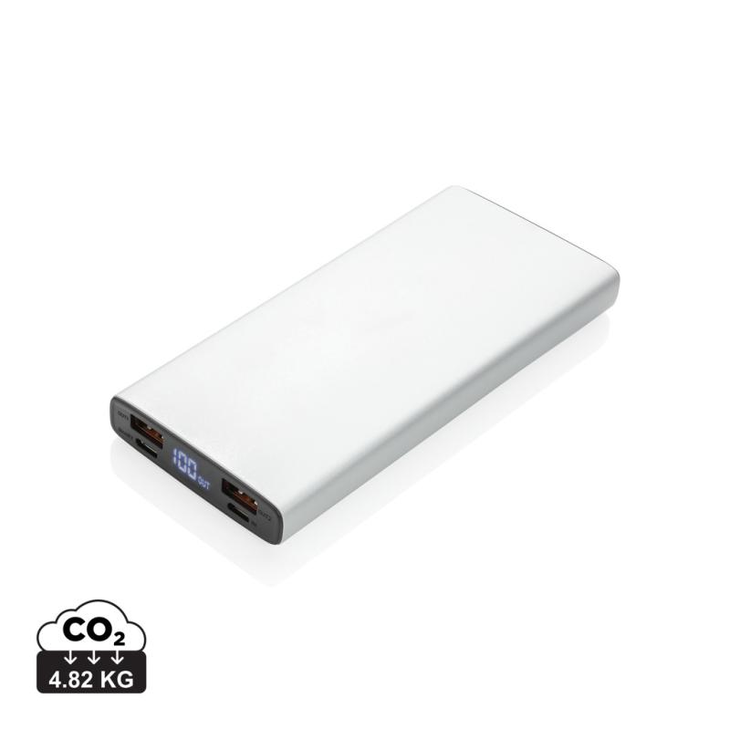 Hliníková 18W PD powerbanka 10 000 mAh strieborná