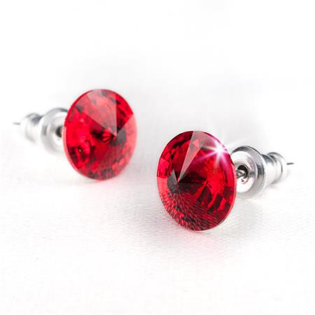 Náušnice, so šiam červeným SWAROVSKI® krištáľom, 8 mm, ART CRYSTELLA® 1