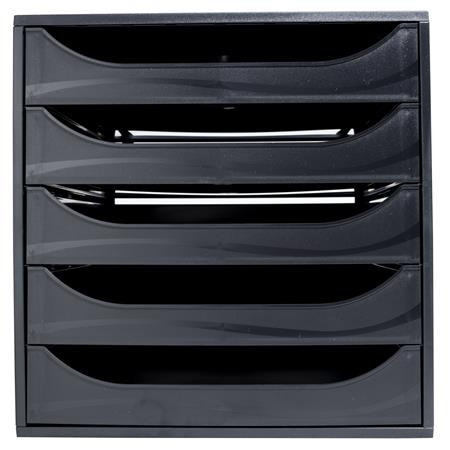 Úložný box na dokumenty, plastový, 5-zásuvkový, EXACOMPTA "Ecobox ExoBlack", čierny 2