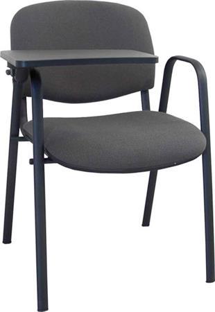 . Konferenčná stolička, čierna kovová konštrukcia, so skladacím stolíkom, "Taurus", čierna-s