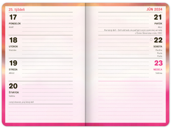 Školský diár Ružové pruhy (september 2023 – december 2024), 9,8 × 14,5 cm 1