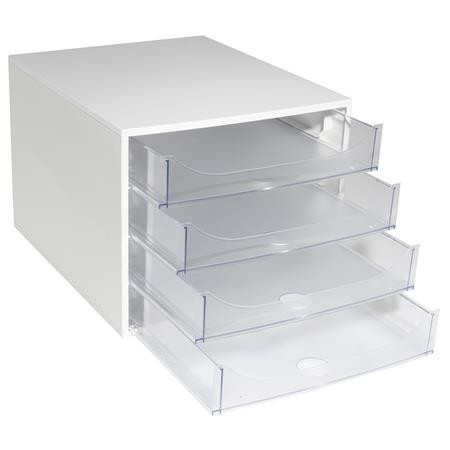 Úložný box na dokumenty, plastový, 4-zásuvkový, EXACOMPTA "Ecobox Office", sivý-priehľadný 3