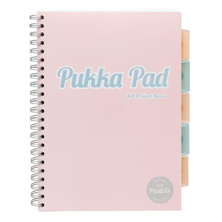Špirálový zošit, A4, linkovaný, 100 listov, PUKKA PAD "Pastel project book", mix farieb 5
