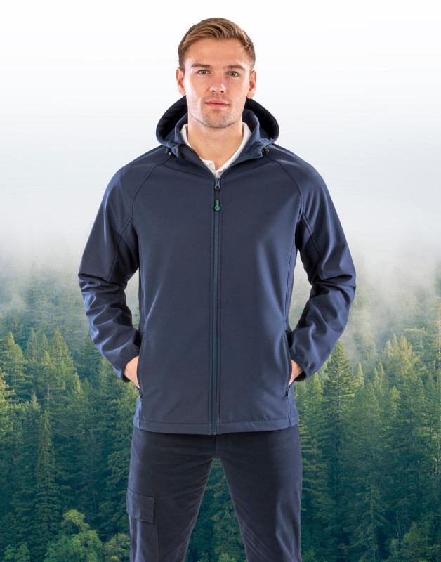 Pánsky recyklovaný 3vrstvý softshell s kapucňou