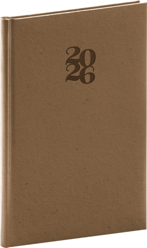 NOTIQUE Týždenný diár Essenza 2026, oriešok, 15 x 21 cm