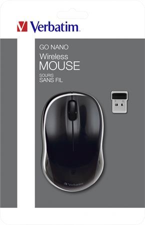 Myš, bezdrôtová, optická, stredná veľkosť, USB, VERBATIM "Go", čierna